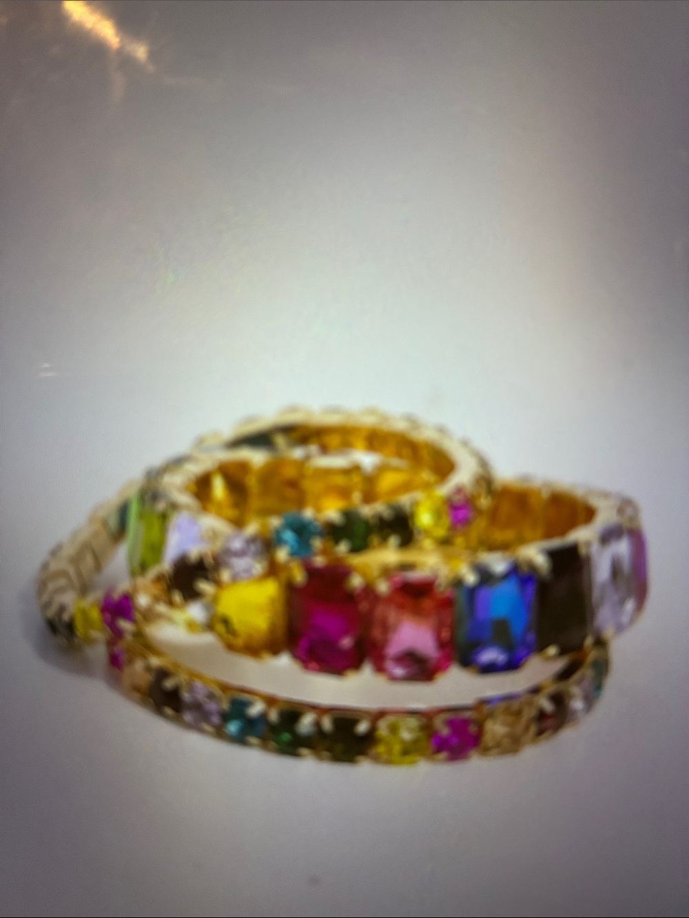 Gold Multi-Color Crystal Stackable bracelets